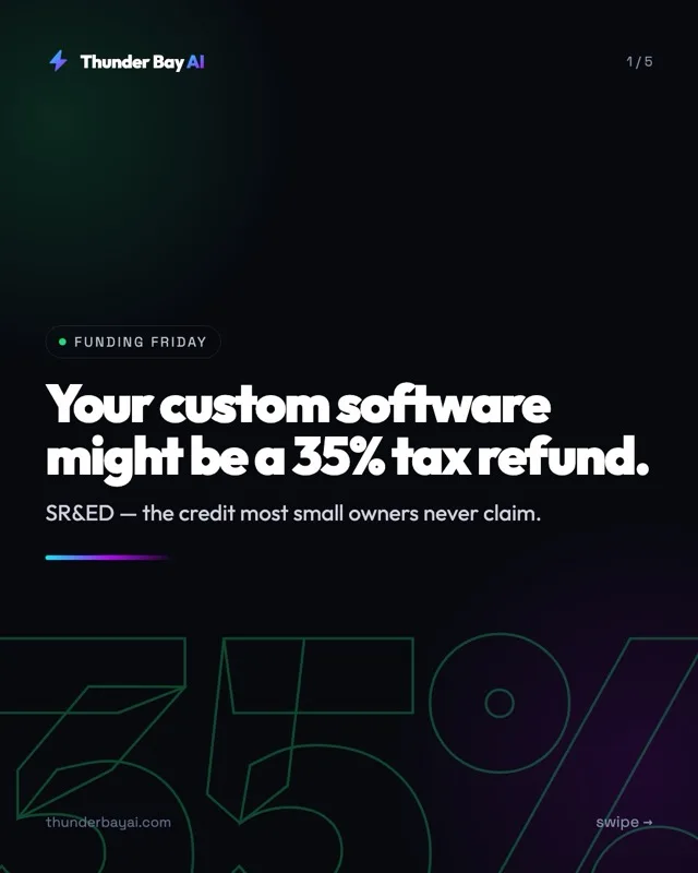 FUNDING FRIDAY: Your custom software might be a 35% tax refund.