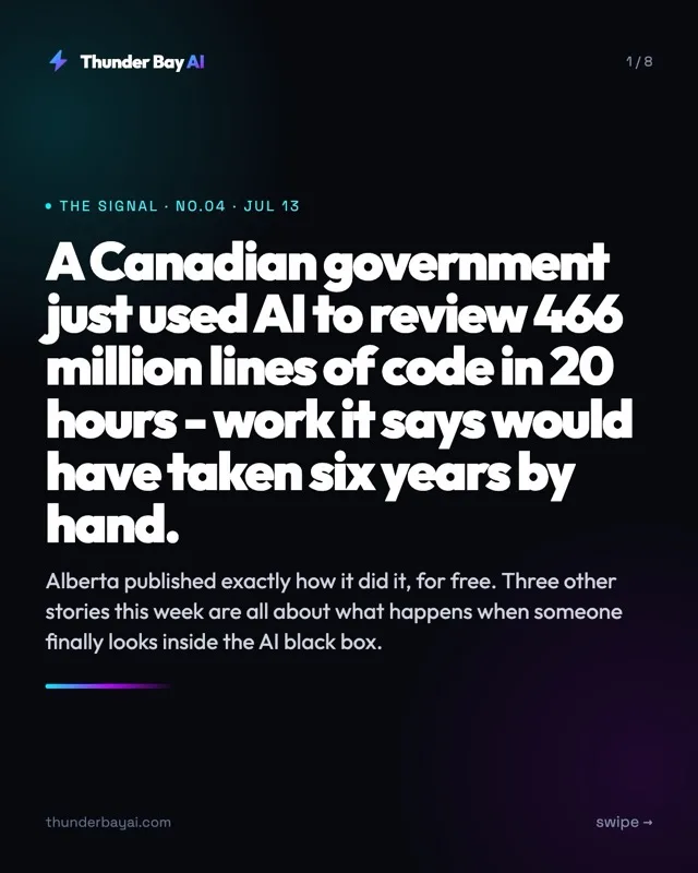 : A Canadian government just used AI to review 466 million lines of code in 20 hours - work it says would have taken six years by hand.
