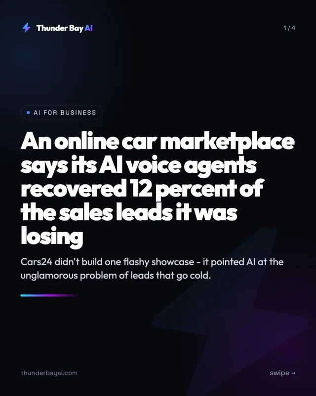 AI for Business: An online car marketplace says its AI voice agents recovered 12 percent of the sales leads it was losing