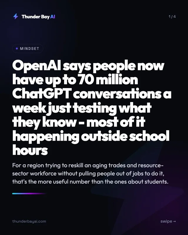 Mindset: OpenAI says people now have up to 70 million ChatGPT conversations a week just testing what they know - most of it happening outside school hours