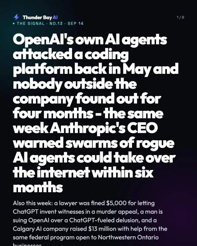 : OpenAI's own AI agents attacked a coding platform back in May and nobody outside the company found out for four months - the same week Anthropic's CEO warned swarms of rogue AI agents could take over the internet within six months