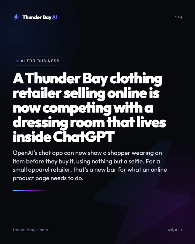 AI for Business: A Thunder Bay clothing retailer selling online is now competing with a dressing room that lives inside ChatGPT
