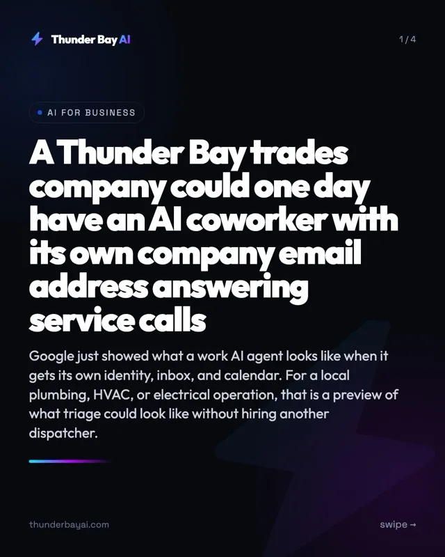 AI for Business: A Thunder Bay trades company could one day have an AI coworker with its own company email address answering service calls